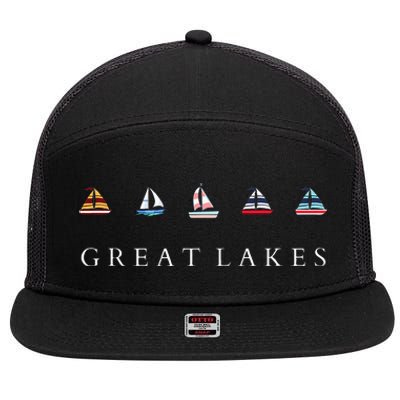 Great Lakes Sailing Americana Lake Michigan Lake Superior 7 Panel Mesh Trucker Snapback Hat