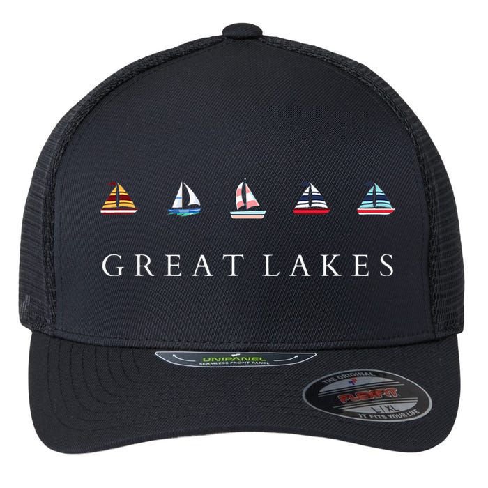 Great Lakes Sailing Americana Lake Michigan Lake Superior Flexfit Unipanel Trucker Cap