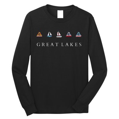 Great Lakes Sailing Americana Lake Michigan Lake Superior Long Sleeve Shirt