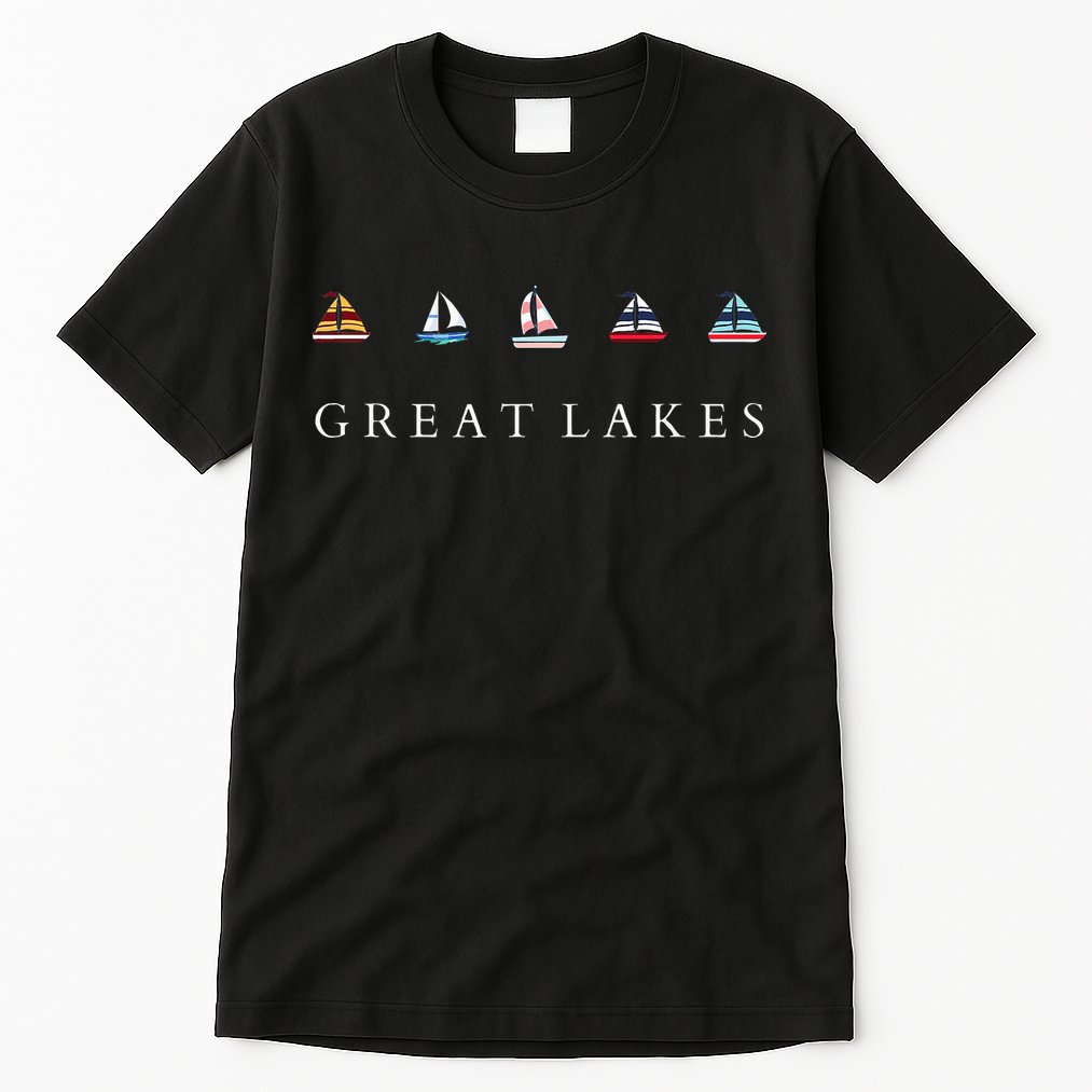Great Lakes Sailing Americana Lake Michigan Lake Superior Tall T-Shirt