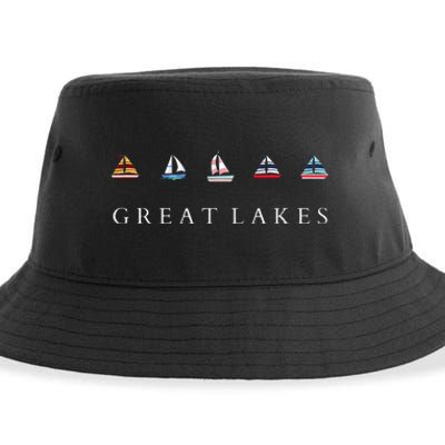 Great Lakes Sailing Americana Lake Michigan Lake Superior Sustainable Bucket Hat