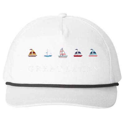 Great Lakes Sailing Americana Lake Michigan Lake Superior Snapback Five-Panel Rope Hat