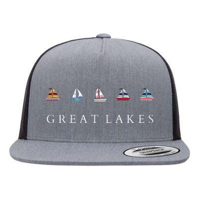 Great Lakes Sailing Americana Lake Michigan Lake Superior Flat Bill Trucker Hat