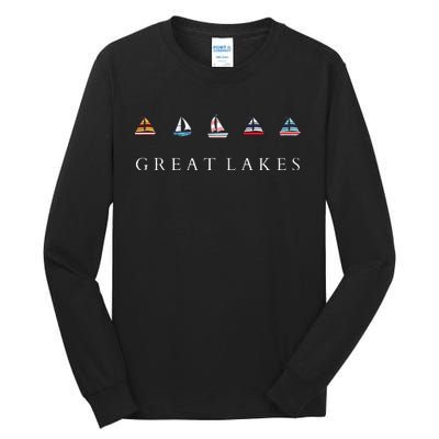 Great Lakes Sailing Americana Lake Michigan Lake Superior Tall Long Sleeve T-Shirt