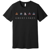 Great Lakes Sailing Americana Lake Michigan Lake Superior Premium T-Shirt