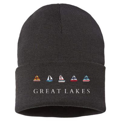 Great Lakes Sailing Americana Lake Michigan Lake Superior Sustainable Knit Beanie