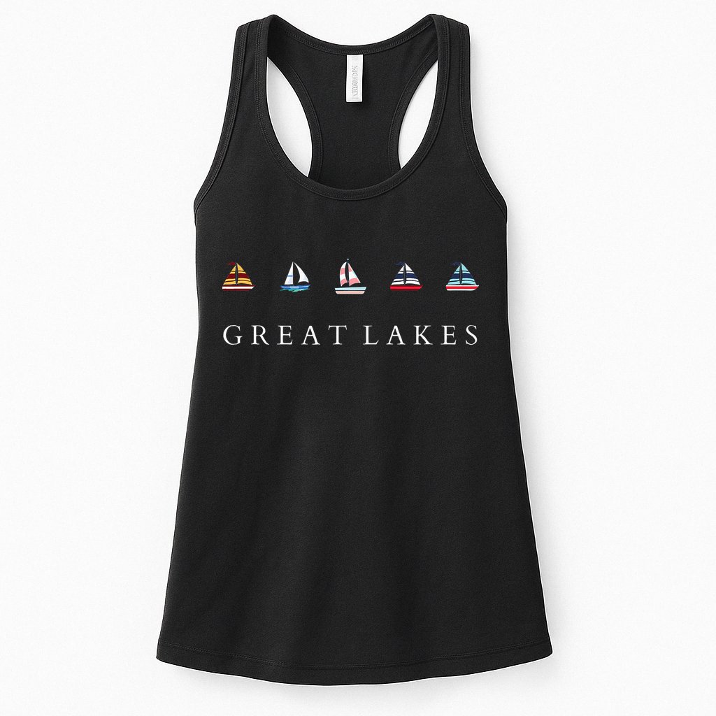 Great Lakes Sailing Americana Lake Michigan Lake Superior Womens Tank Top