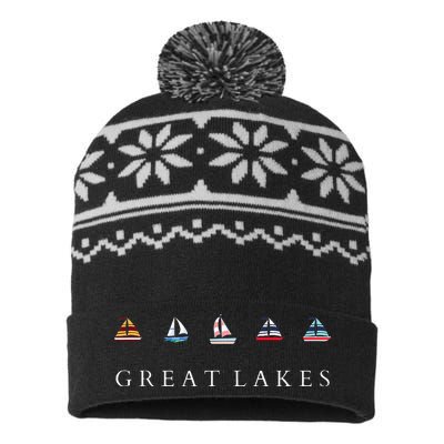 Great Lakes Sailing Americana Lake Michigan Lake Superior USA-Made Snowflake Beanie