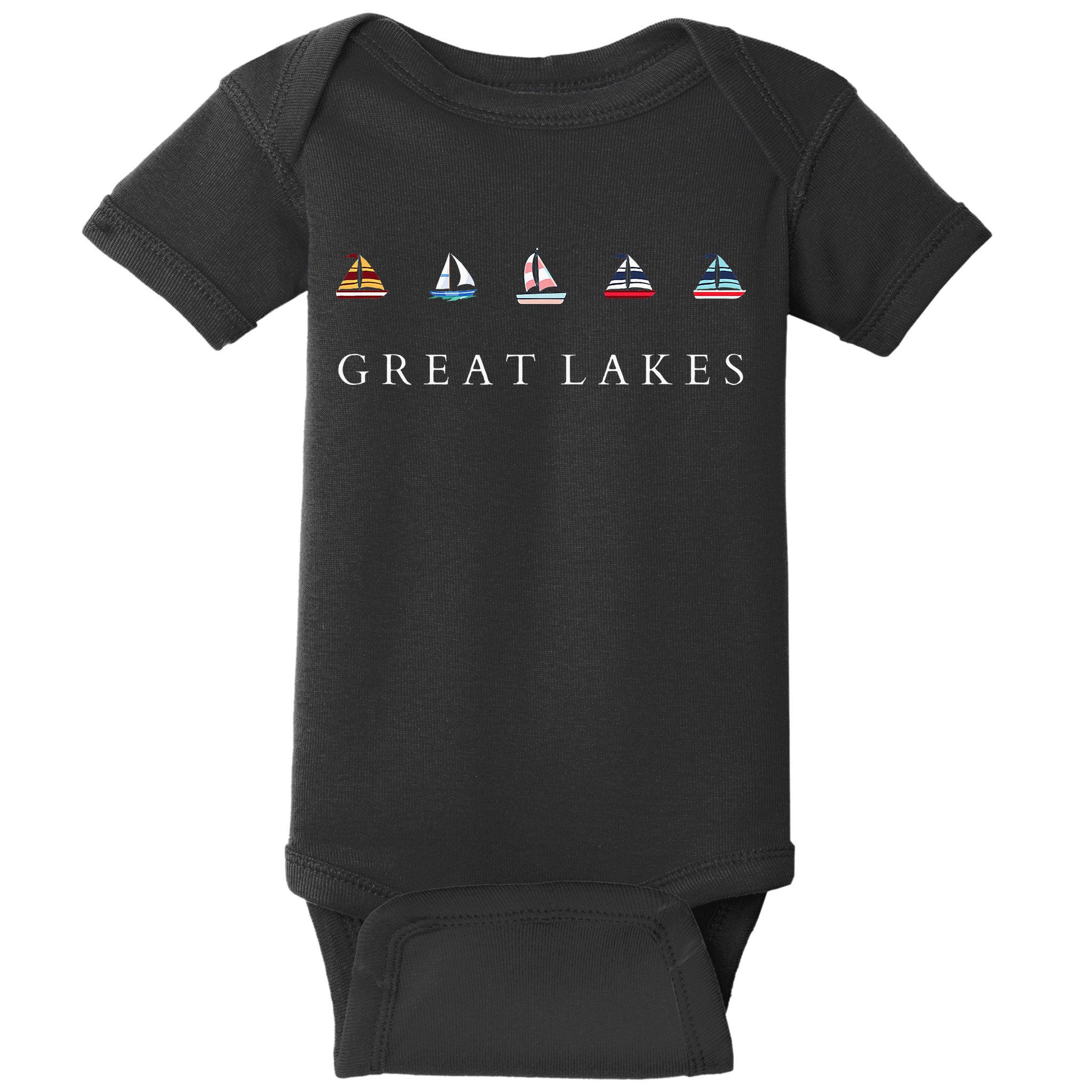 Great Lakes Sailing Americana Lake Michigan Lake Superior Baby Bodysuit