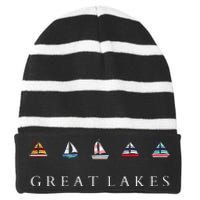 Great Lakes Sailing Americana Lake Michigan Lake Superior Striped Beanie with Solid Band