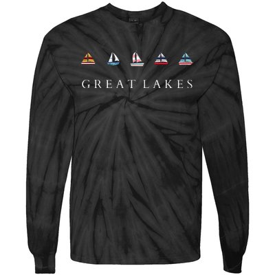 Great Lakes Sailing Americana Lake Michigan Lake Superior Tie-Dye Long Sleeve Shirt