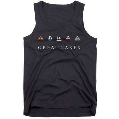 Great Lakes Sailing Americana Lake Michigan Lake Superior Tank Top