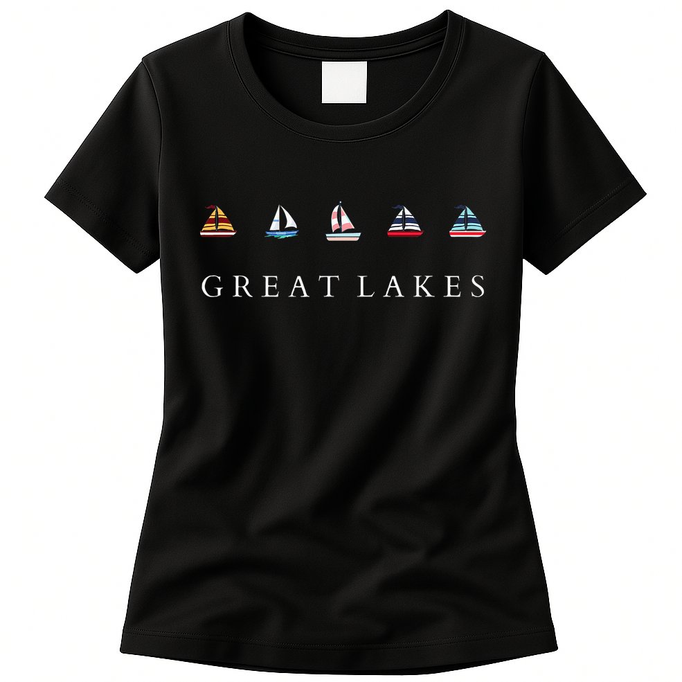Great Lakes Sailing Americana Lake Michigan Lake Superior Womens T-Shirt