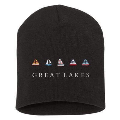 Great Lakes Sailing Americana Lake Michigan Lake Superior Short Acrylic Beanie