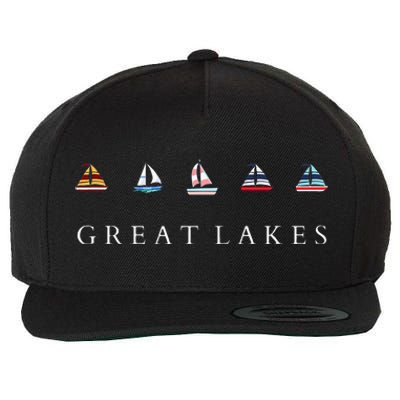 Great Lakes Sailing Americana Lake Michigan Lake Superior Wool Snapback Cap