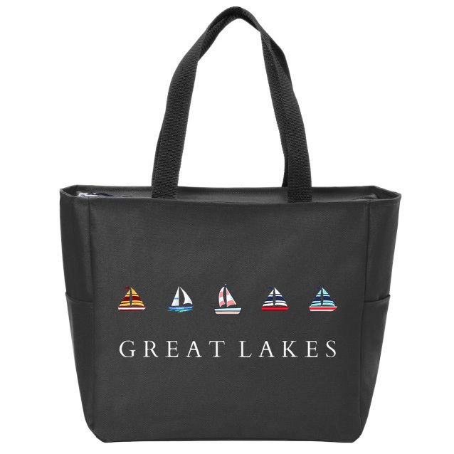 Great Lakes Sailing Americana Lake Michigan Lake Superior Zip Tote Bag