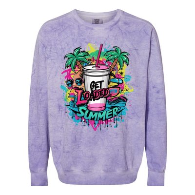 Get Loaded Summer Tea Junkie Ice Tea Dye Summer Vibes Gift Colorblast Crewneck Sweatshirt