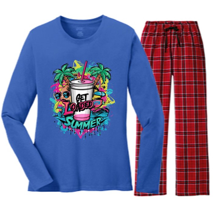 Get Loaded Summer Tea Junkie Ice Tea Dye Summer Vibes Gift Women's Long Sleeve Flannel Pajama Set 