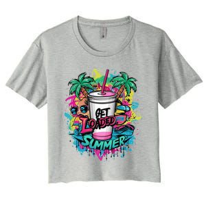 Get Loaded Summer Tea Junkie Ice Tea Dye Summer Vibes Gift Women's Crop Top Tee