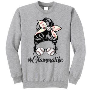 Glamma Life Softball Baseball Mother's Day Messy Bun Tall Sweatshirt