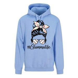 Glamma Life Softball Baseball Mother's Day Messy Bun Unisex Surf Hoodie