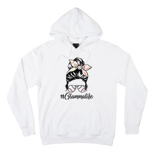 Glamma Life Softball Baseball Mother's Day Messy Bun Hoodie