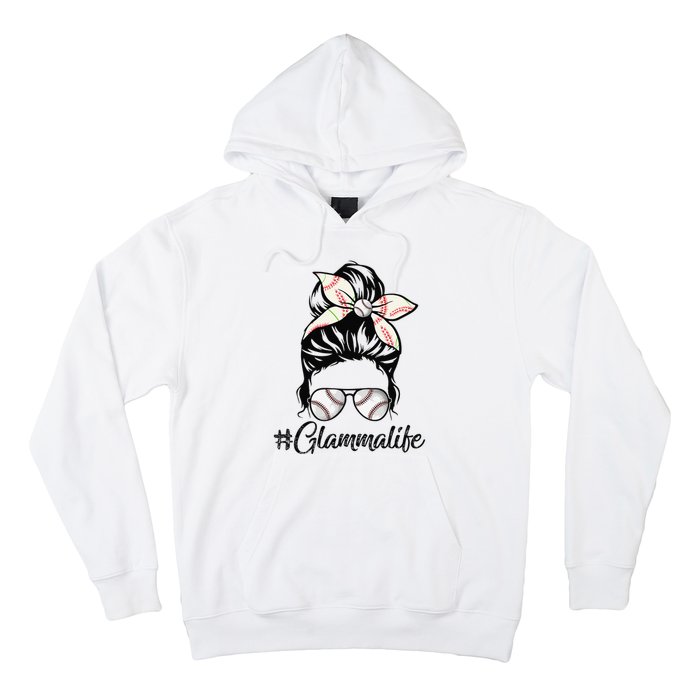 Glamma Life Softball Baseball Mother's Day Messy Bun Hoodie