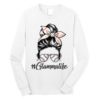 Glamma Life Softball Baseball Mother's Day Messy Bun Long Sleeve Shirt