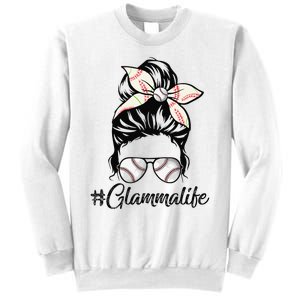 Glamma Life Softball Baseball Mother's Day Messy Bun Sweatshirt