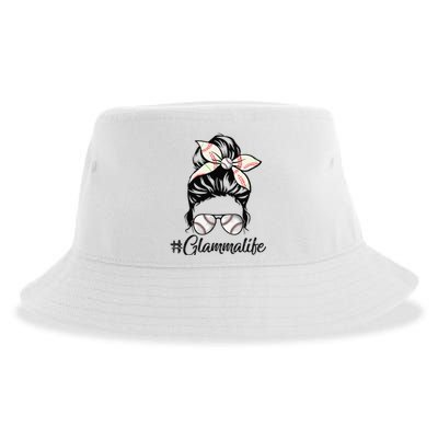 Glamma Life Softball Baseball Mother's Day Messy Bun Sustainable Bucket Hat