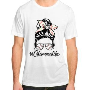 Glamma Life Softball Baseball Mother's Day Messy Bun Adult ChromaSoft Performance T-Shirt