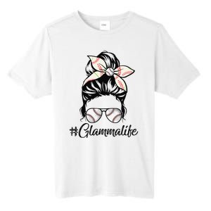 Glamma Life Softball Baseball Mother's Day Messy Bun Tall Fusion ChromaSoft Performance T-Shirt