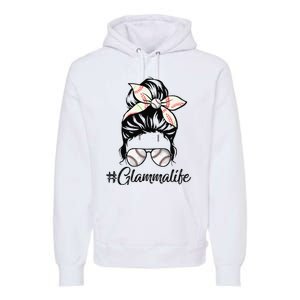 Glamma Life Softball Baseball Mother's Day Messy Bun Premium Hoodie