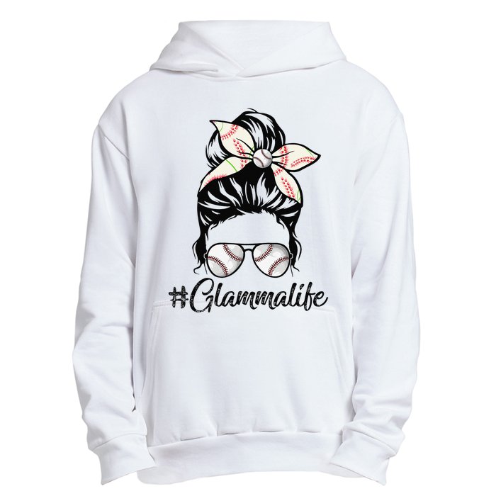 Glamma Life Softball Baseball Mother's Day Messy Bun Urban Pullover Hoodie