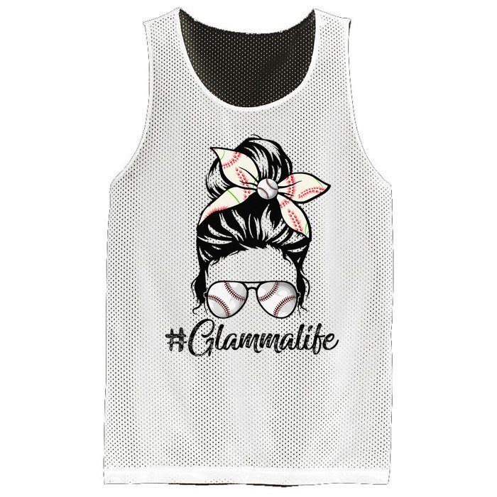 Glamma Life Softball Baseball Mother's Day Messy Bun Mesh Reversible Basketball Jersey Tank