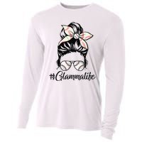 Glamma Life Softball Baseball Mother's Day Messy Bun Cooling Performance Long Sleeve Crew