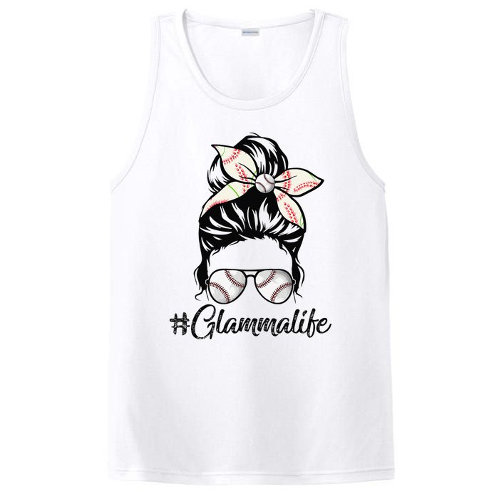 Glamma Life Softball Baseball Mother's Day Messy Bun PosiCharge Competitor Tank