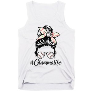 Glamma Life Softball Baseball Mother's Day Messy Bun Tank Top