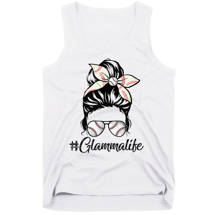 Glamma Life Softball Baseball Mother's Day Messy Bun Tank Top