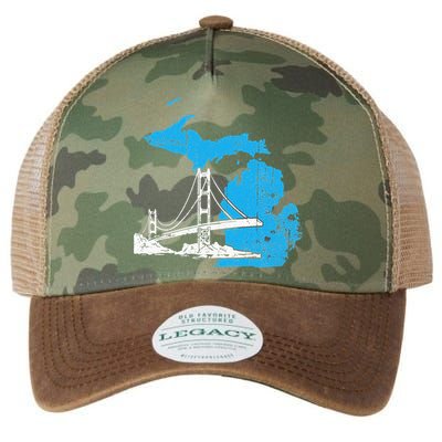 Great Lakes Shaped  Summer Michigan Mackinac Bridge Legacy Tie Dye Trucker Hat
