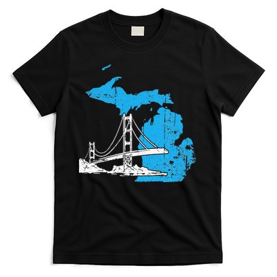 Great Lakes Shaped  Summer Michigan Mackinac Bridge T-Shirt
