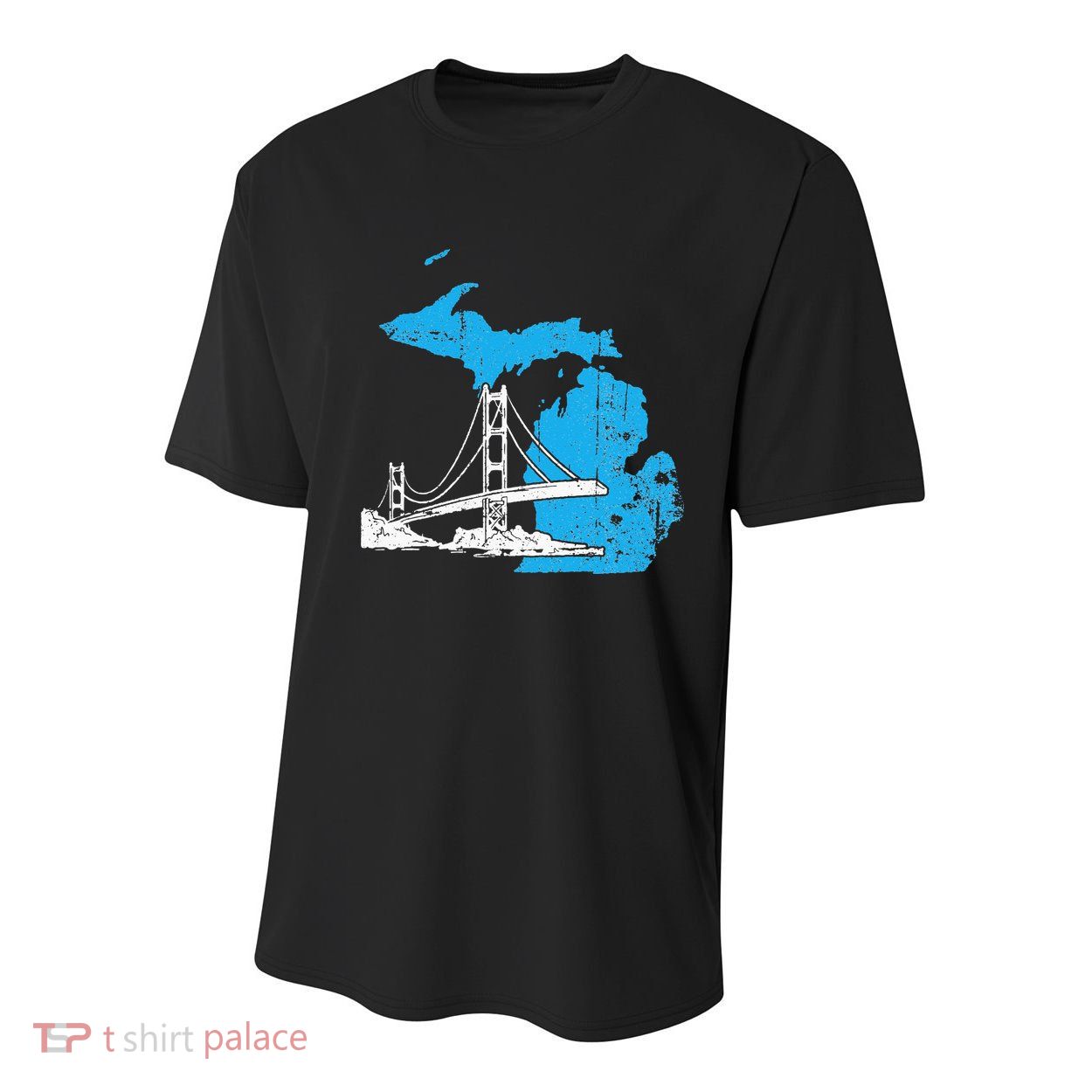 Great Lakes Shaped  Summer Michigan Mackinac Bridge Youth Performance Sprint T-Shirt