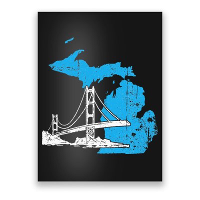 Great Lakes Shaped  Summer Michigan Mackinac Bridge Poster