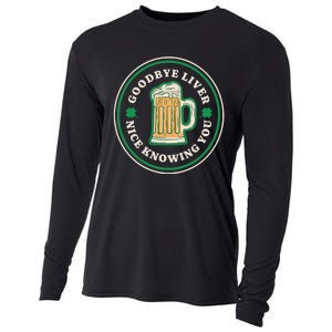 Goodbye Liver St Patrick's Day Funny Drinking Irish Drunk Cooling Performance Long Sleeve Crew