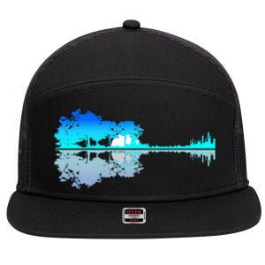 Guitar Lake Shadow Love Guitar Musician 7 Panel Mesh Trucker Snapback Hat