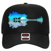 Guitar Lake Shadow Love Guitar Musician High Crown Mesh Back Trucker Hat