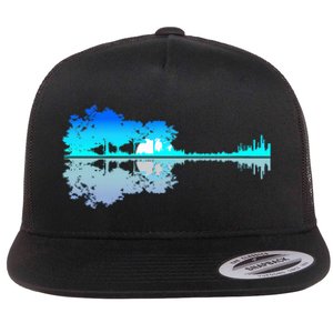 Guitar Lake Shadow Love Guitar Musician Flat Bill Trucker Hat