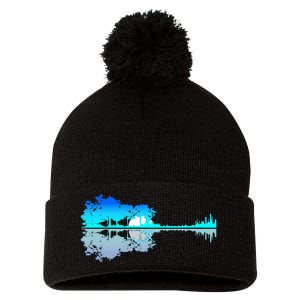 Guitar Lake Shadow Love Guitar Musician Pom Pom 12in Knit Beanie