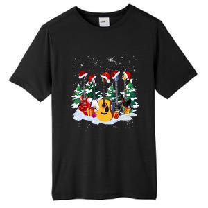 Guitar Lover Santa Hat Christmas Tree Funny Music Loves Xmas Funny Gift Tall Fusion ChromaSoft Performance T-Shirt