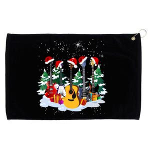 Guitar Lover Santa Hat Christmas Tree Funny Music Loves Xmas Funny Gift Grommeted Golf Towel